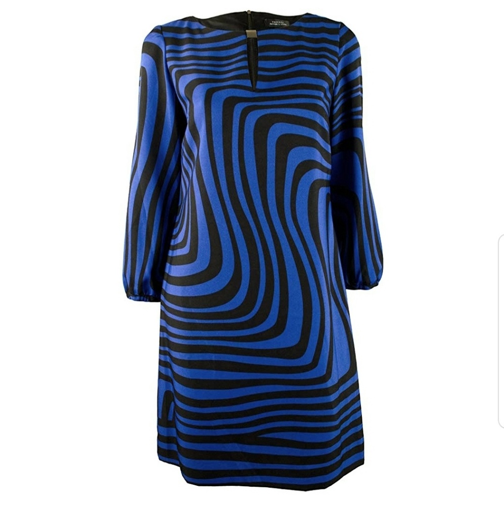TAHARI BLUE AND BLACK  DRESS
